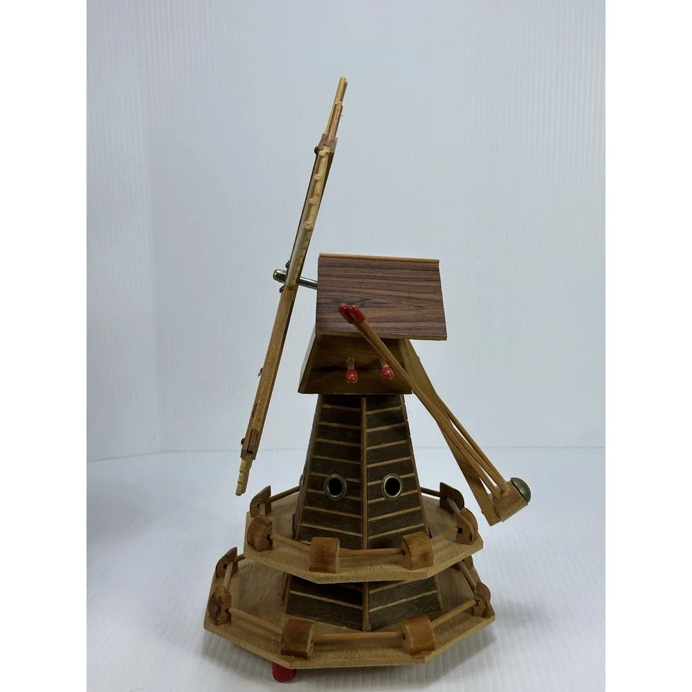 Vintage Wooden Electric Windmill Lamp Light Up Décor‎ Handmade Aruba